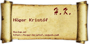 Höger Kristóf névjegykártya